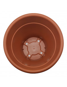 Maceta de plástico redonda marrón, 20 cm, 3 litros, modelo Mediterránea para plantas y flores con orificios inferiores, recipien 2