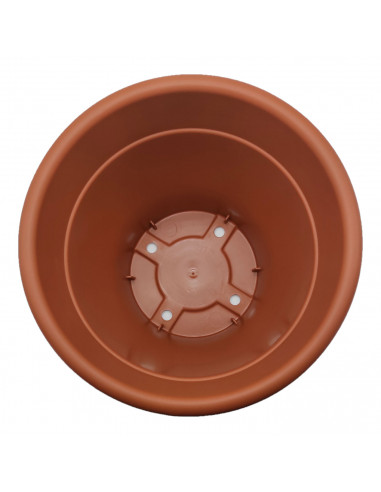 Maceta de plástico redonda marrón, 20 cm, 3 litros, modelo Mediterránea para plantas y flores con orificios inferiores, recipien