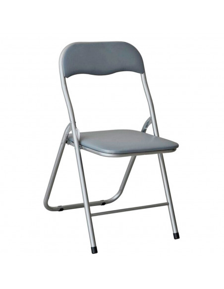 Silla plegable metálica, asiento y respaldo acolchado, gomas antideslizantes y reposapiés, hogar, jardín, camping (Gris, 80 x 43