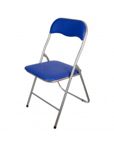 Silla plegable metal, asiento y respaldo acolchado, gomas antideslizantes, reposapiés, jardín, camping, hogar (Azul oscuro, 80 x