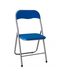 Silla plegable metal, asiento y respaldo acolchado, gomas antideslizantes, reposapiés, jardín, camping, hogar (Azul oscuro, 80 x 2