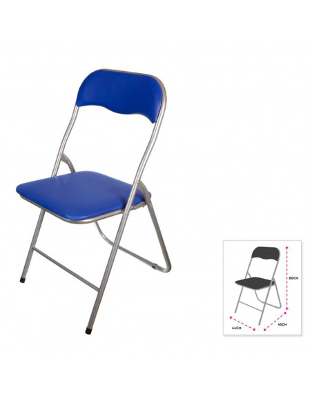 Silla plegable metal, asiento y respaldo acolchado, gomas antideslizantes, reposapiés, jardín, camping, hogar (Azul oscuro, 80 x