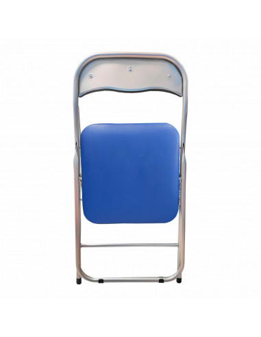 Silla plegable metal, asiento y respaldo acolchado, gomas antideslizantes, reposapiés, jardín, camping, hogar (Azul oscuro, 80 x