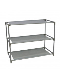 Zapatero de 3 niveles, con medidas de 44x60x28cm, facil de montar, material de metal y con un tamaño para colocarlo en cualquier