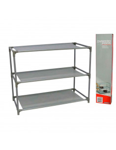 Zapatero de 3 niveles, con medidas de 44x60x28cm, facil de montar, material de metal y con un tamaño para colocarlo en cualquier 2