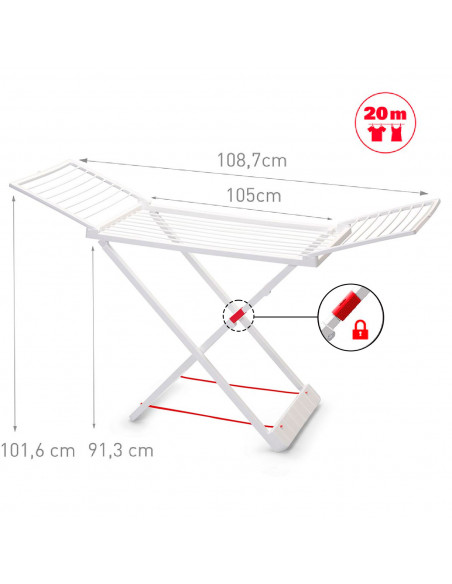 Tradineur - Tendedero Plegable 100% de Resina, 20 Metros de Espacio de tendido. Fabricado en España, válido para Interior y Exte