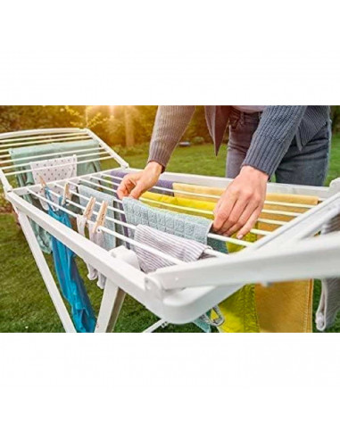 Tradineur - Tendedero Plegable 100% de Resina, 20 Metros de Espacio de tendido. Fabricado en España, válido para Interior y Exte