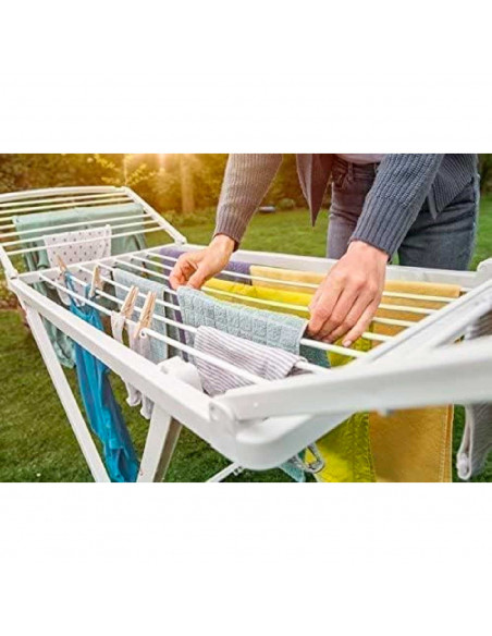 Tradineur - Tendedero Plegable 100% de Resina, 20 Metros de Espacio de tendido. Fabricado en España, válido para Interior y Exte