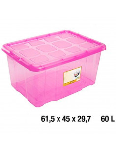 Caja de almacenaje con tapa, plástico translúcido, cajón multiusos, ordenación, almacenamiento de objetos, hogar, 60 litros, 29, 2