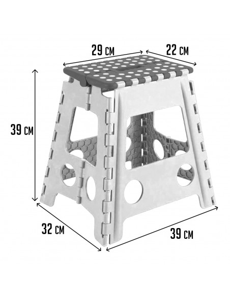 Tradineur - Taburete de plástico infantil plegable, banqueta, asiento de pvc multiusos para niños, escuela, guardería, hogar, 39