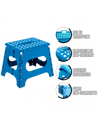 Tradineur - Taburete de plástico infantil plegable, banqueta, asiento de pvc multiusos para niños, escuela, guardería, hogar, 39