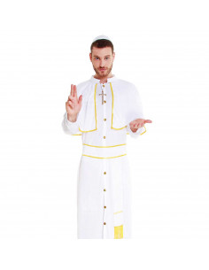 Disfraz de papa color blanco, crucifijo incluido para jóvenes y adultos para carnaval, halloween, celebraciones, talla L.