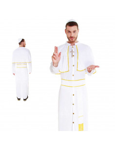 Disfraz de papa color blanco, crucifijo incluido para jóvenes y adultos para carnaval, halloween, celebraciones, talla L. 2