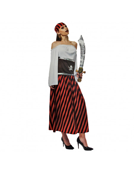 Disfraz de pirata femenino, incluye camiseta, falda y pañuelo, fibra sintética, carnaval, halloween, cosplay, fiestas, adulto mu