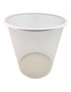 Tradineur - Papelera de rejilla - Fabricado en Metal - Ideal para Oficinas, Habitaciones y Aulas - Ø 26 x 25 cm - Color Blanco