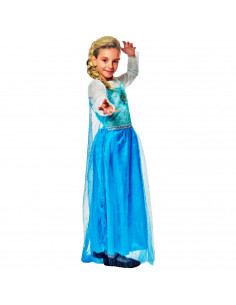 Disfraz de princesa de hielo infantil, fibra sintética, incluye vestido y capa, ice princess, carnaval, halloween, cosplay, fies