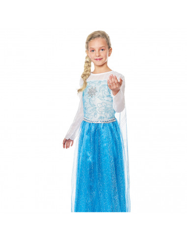 Disfraz de princesa de hielo infantil, fibra sintética, incluye vestido y capa, ice princess, carnaval, halloween, cosplay, fies