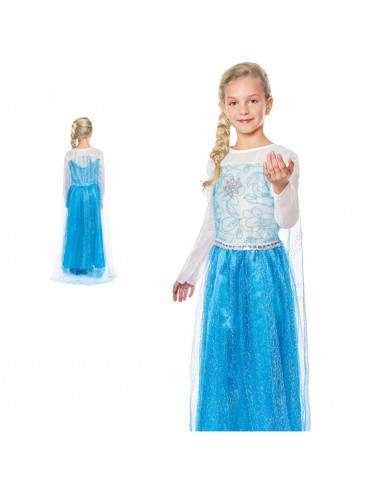 Disfraz de princesa de hielo infantil, fibra sintética, incluye vestido y capa, ice princess, carnaval, halloween, cosplay, fies