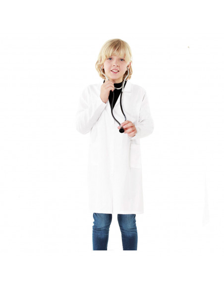 Bata blanca infantil, fibra sintética, disfraz de doctor, médico para niños, incluye bata, carnaval, halloween, cosplay, fiestas