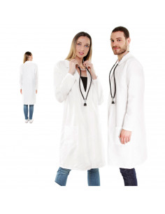 Bata blanca adulto de fibra sintética, disfraz doctor, médico, incluye bata, accesorios no incluidos, carnaval, halloween, cospl 2