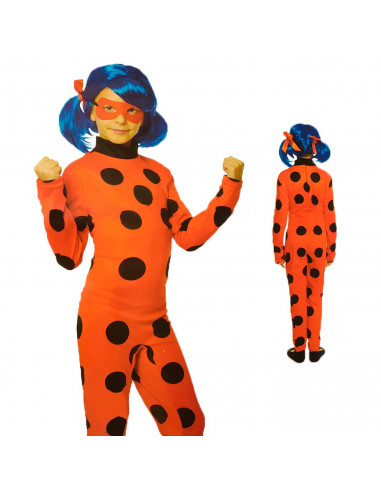 Disfraz de heroína rojo con lunares negros para niños de 10 a 12 años para carnavales, halloween, fiestas, celebraciones