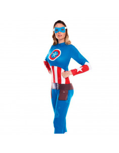 Disfraz de star girl, fibra sintética, incluye mono y antifaz, chica superheroína, carnaval, halloween, cosplay, fiestas, adulto