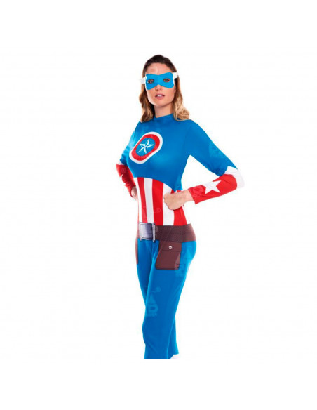 Disfraz de star girl, fibra sintética, incluye mono y antifaz, chica superheroína, carnaval, halloween, cosplay, fiestas, adulto