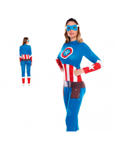 Disfraz de star girl, fibra sintética, incluye mono y antifaz, chica superheroína, carnaval, halloween, cosplay, fiestas, adulto