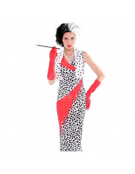 Disfraz de villana cruel, fibra sintética, incluye vestido, guantes y bufanda, accesorios no incluidos, carnaval, halloween, adu