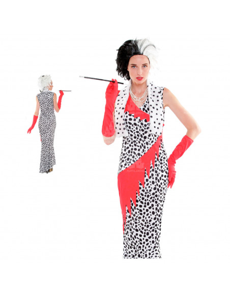 Disfraz de villana cruel, fibra sintética, incluye vestido, guantes y bufanda, accesorios no incluidos, carnaval, halloween, adu