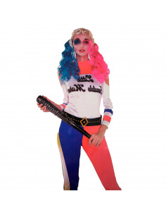 Disfraz chica problemática de color rojo y azul tanto para jóvenes como para adulto para carnaval, halloween y celebraciones, ta