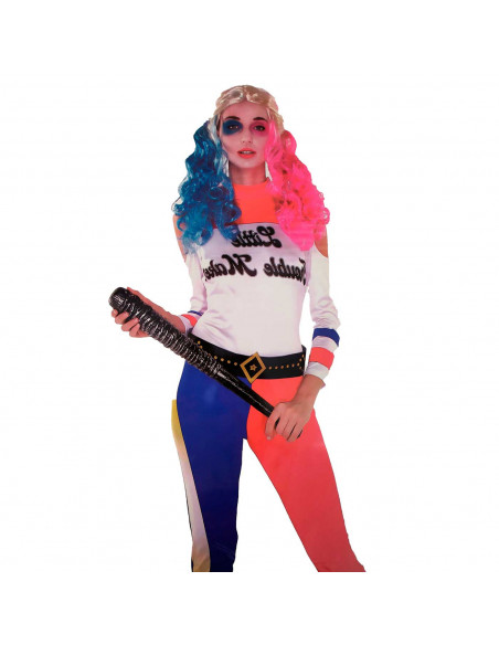 Disfraz chica problemática de color rojo y azul tanto para jóvenes como para adulto para carnaval, halloween y celebraciones, ta