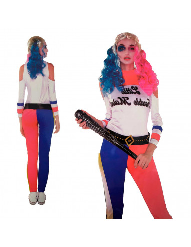 Disfraz chica problemática de color rojo y azul tanto para jóvenes como para adulto para carnaval, halloween y celebraciones, ta