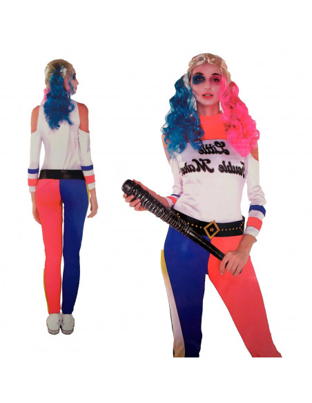 Disfraz chica problemática de color rojo y azul tanto para jóvenes como para adulto para carnaval, halloween y celebraciones, ta