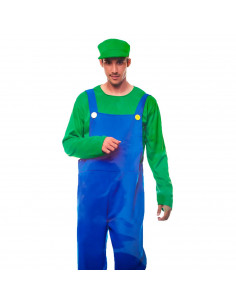 Disfraz fontanero color verde con gorra incluida para jóvenes y adultos para carnaval, halloween, talla L 2