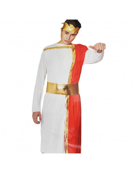 Disfraz de chico romano de color blanco y rojo para jóvenes y adultos para carnaval, halloween y celebraciones talla S