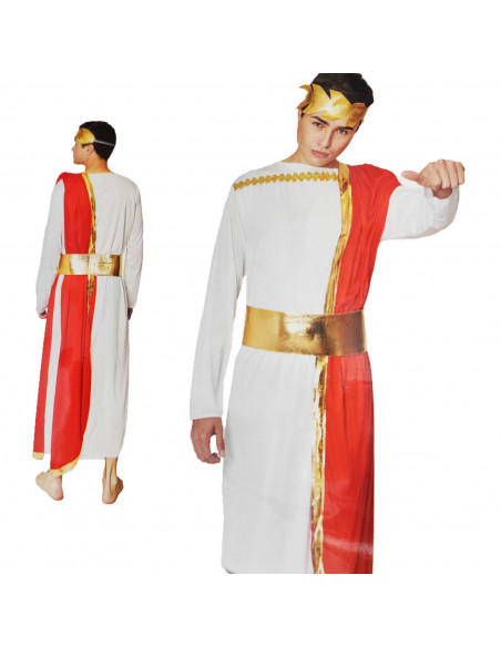 Disfraz de chico romano de color blanco y rojo para jóvenes y adultos para carnaval, halloween y celebraciones talla S