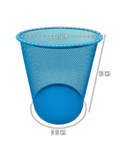 Tradineur - Papelera de rejilla - Fabricado en Metal - Ideal para Oficinas, Habitaciones y Aulas - Ø 26 x 25 cm - Color Azul 2