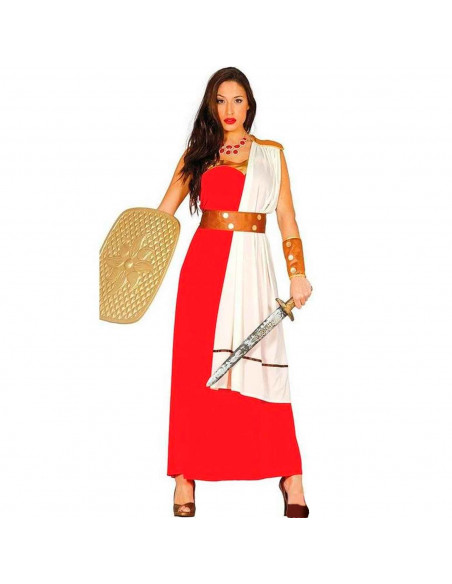 Disfraz de espartana de color rojo y blanco para jóvenes y adultos para carnaval, halloween, celebraciones, talla Única
