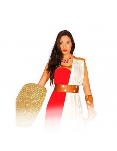 Disfraz de espartana de color rojo y blanco para jóvenes y adultos para carnaval, halloween, celebraciones, talla Única 2