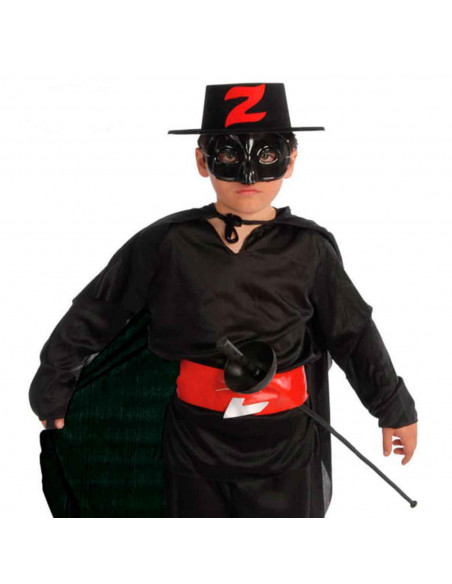 Disfraz de Bandido, Mono de color negro con sombrero para niños para carnaval, halloween y celebraciones. Talla  7 - 9 años