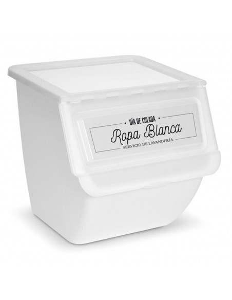 Contenedor de plástico apilable con ruedas, organizador de ropa sucia, caja de almacenamiento para colada (Ropa blanca, 36 litro