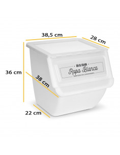 Contenedor de plástico apilable con ruedas, organizador de ropa sucia, caja de almacenamiento para colada (Ropa blanca, 36 litro 2