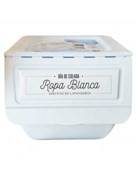 Contenedor de plástico apilable con ruedas, organizador de ropa sucia, caja de almacenamiento para colada (Ropa blanca, 36 litro