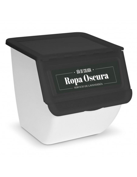 Contenedor apilable de plástico con ruedas, organizador de ropa sucia, caja de almacenamiento para colada (Ropa oscura, 36 litro