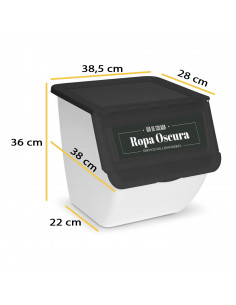 Contenedor apilable de plástico con ruedas, organizador de ropa sucia, caja de almacenamiento para colada (Ropa oscura, 36 litro 2