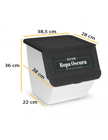 Contenedor apilable de plástico con ruedas, organizador de ropa sucia, caja de almacenamiento para colada (Ropa oscura, 36 litro