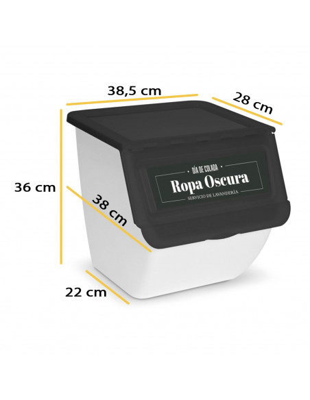 Contenedor apilable de plástico con ruedas, organizador de ropa sucia, caja de almacenamiento para colada (Ropa oscura, 36 litro