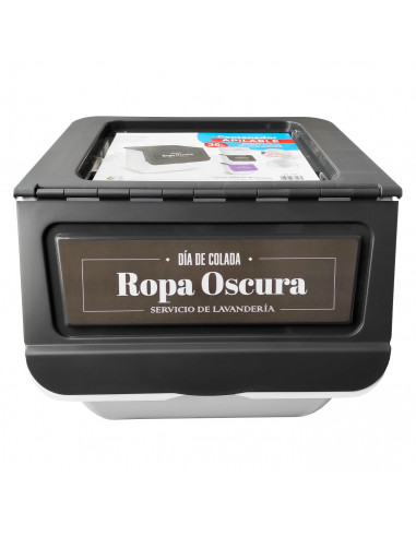 Contenedor apilable de plástico con ruedas, organizador de ropa sucia, caja de almacenamiento para colada (Ropa oscura, 36 litro