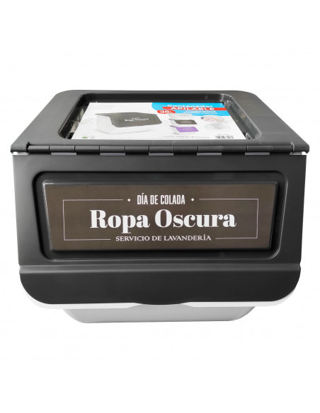 Contenedor apilable de plástico con ruedas, organizador de ropa sucia, caja de almacenamiento para colada (Ropa oscura, 36 litro